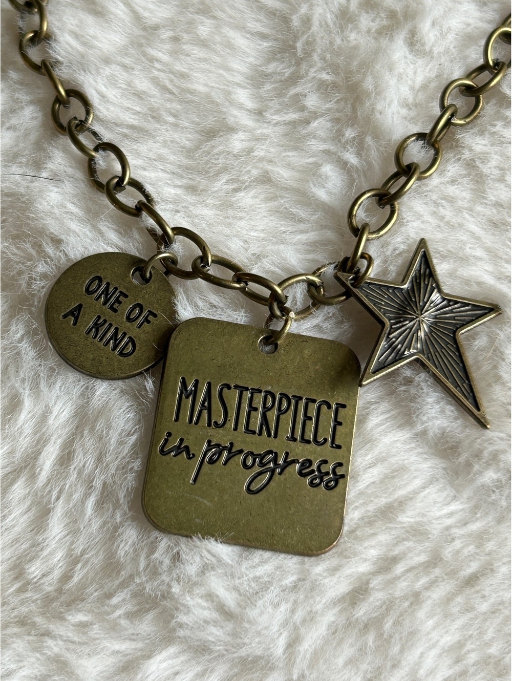 Vintage Inspired Charm Necklace and Earring Set with Motivational Tags